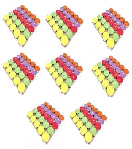Kuber Selection 2-3 Hours Pack of 200 Pcs Multicolor Long Burning Unscented, Smokeless Paraffin Tea Candles for Home, Pool, Shabbat, Weddings & Emergencies (Pack of 200 Pcs 2-3 Hours, Multicolor)