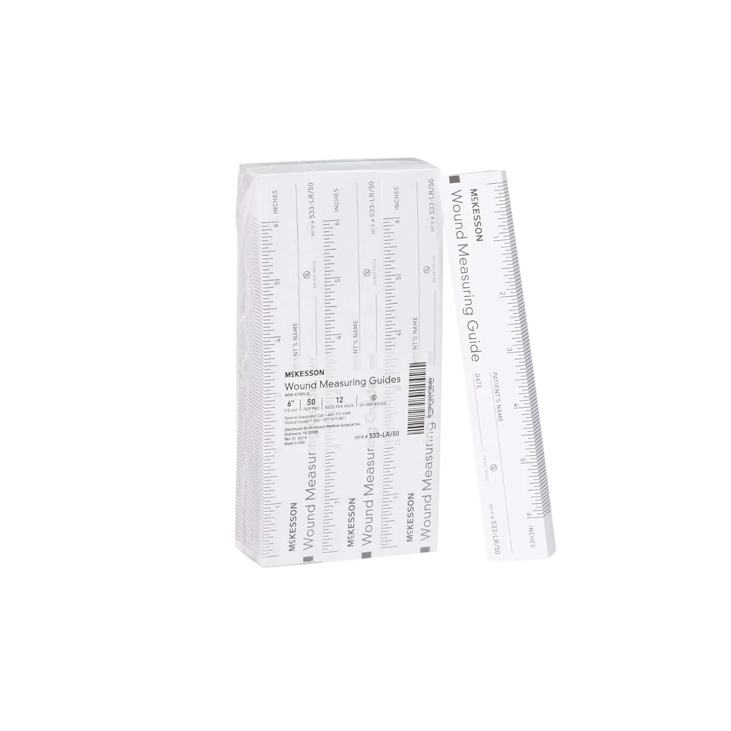 McKesson Wound Measuring Guide Ruler, Non-Sterile, Paper, 6 in, 50 Count