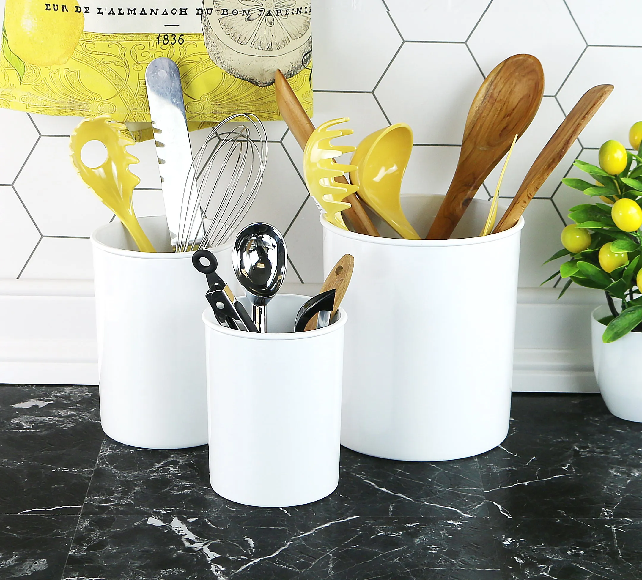 Mini Plastic Utensil Holder, White