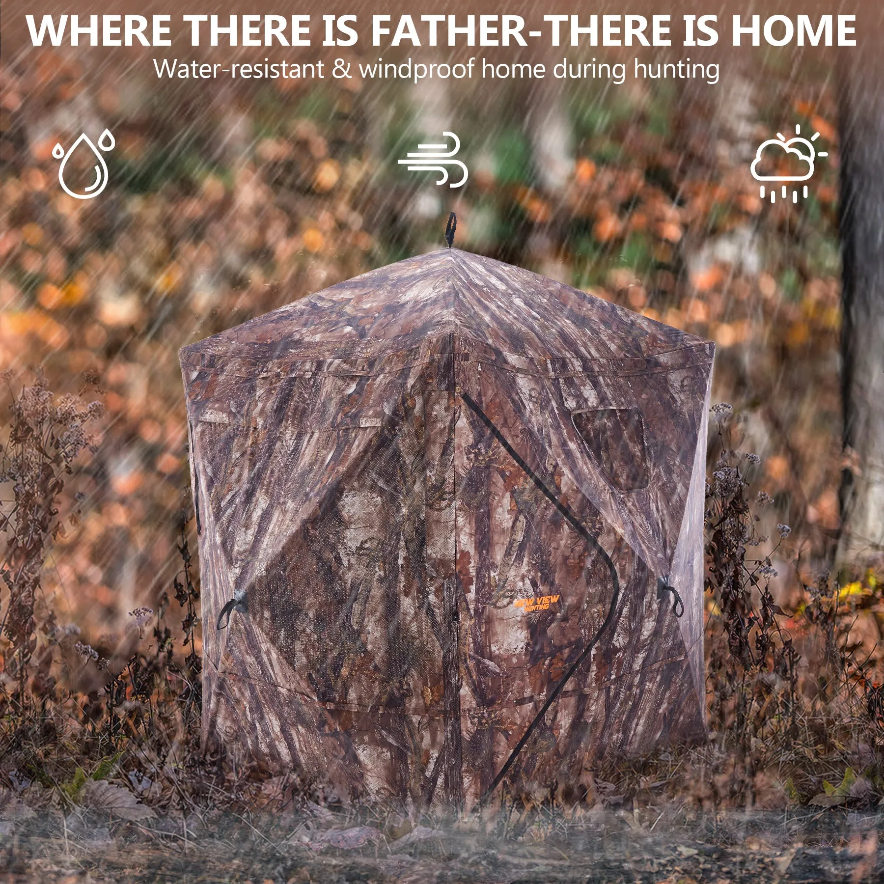 New View Hunting Pop-up Style 270° See Through Hunting Ground Blind for 2-3 People