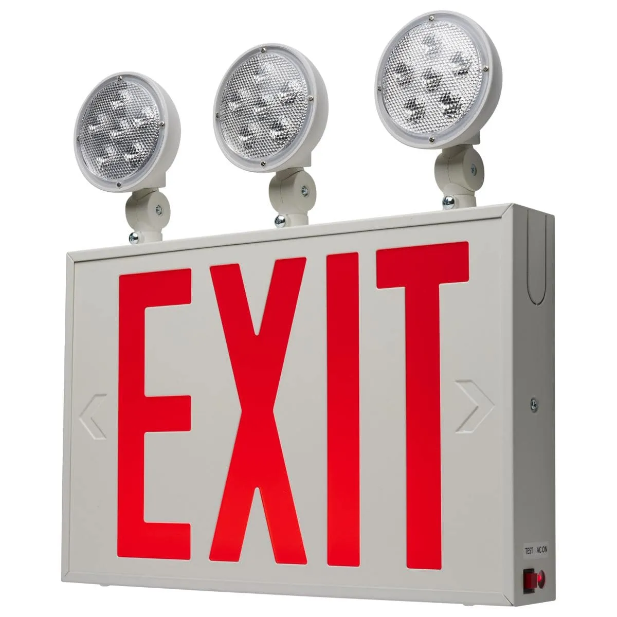 NYC Combination Red Exit Sign/Emergency Light, 120/277V, Tri Head