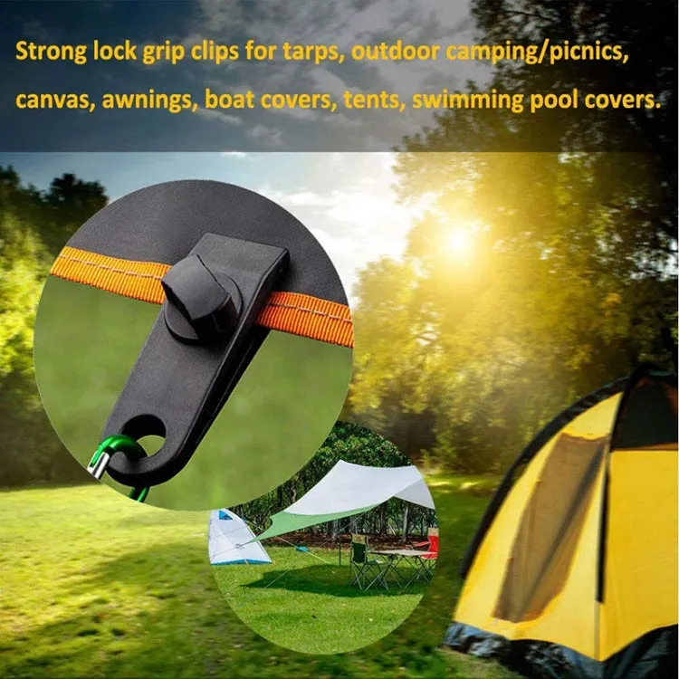 Outdoor Camping Windproof Canopy Fixed Tent Clip Rope Buckle Quick Hanging Set 10 Clips 10 Ropes