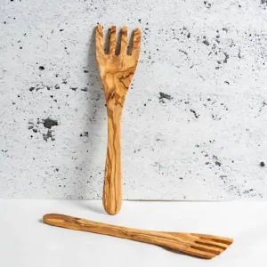 Pair of Olive Wood Serving Spatula Forks