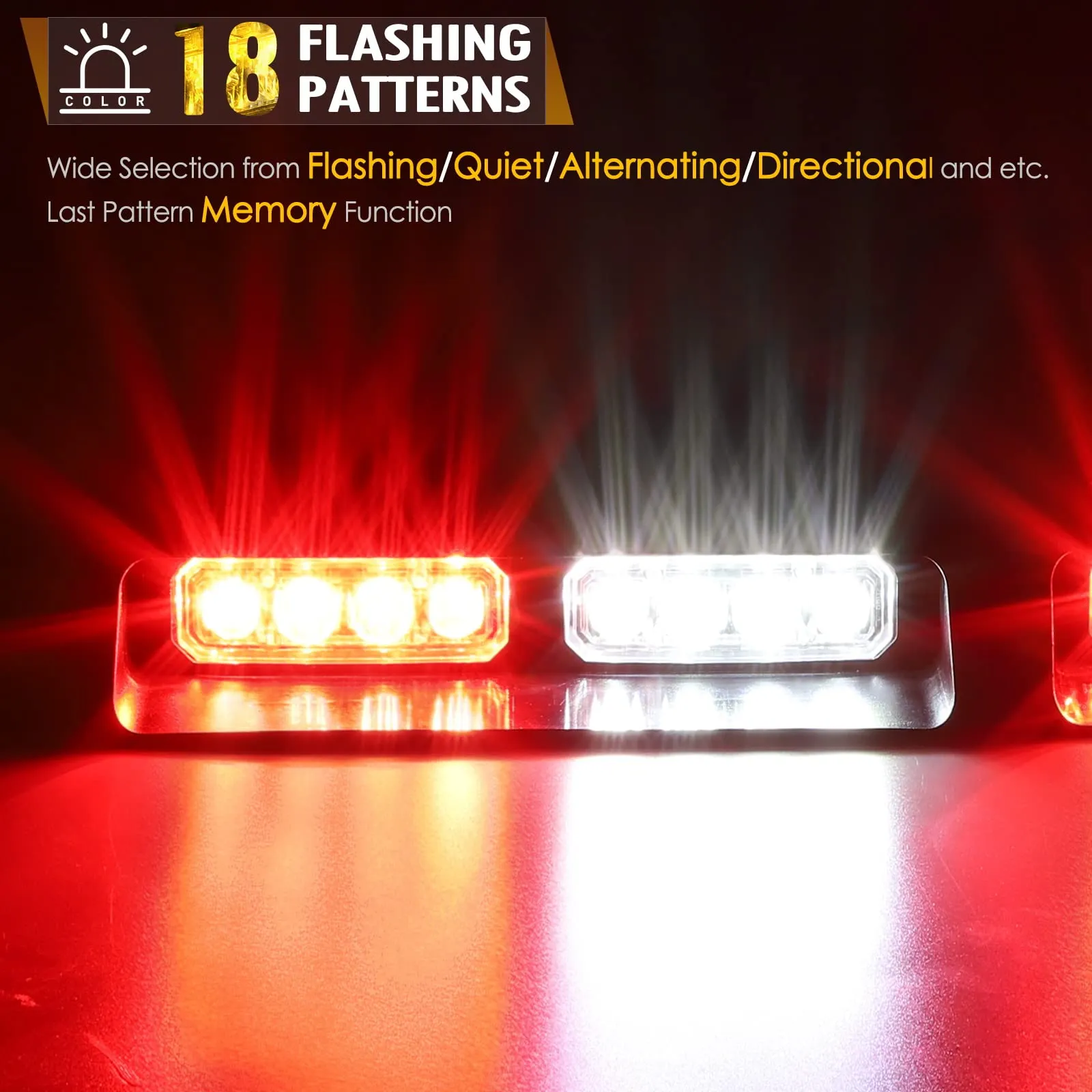 Partsam 2 in 1 Red White Windshield Emergency Strobe Firefighter Lights
