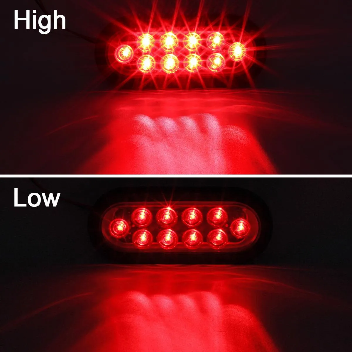 Partsam 2Pcs Steel Trailer RV Light Boxes Housing Kit w/ 6 Inch Oval Red Led Trailer Tail Lights 10LED and 2 Inch Red Round Led Side Marker Lights 4LED w/Grommets and Wire connectors