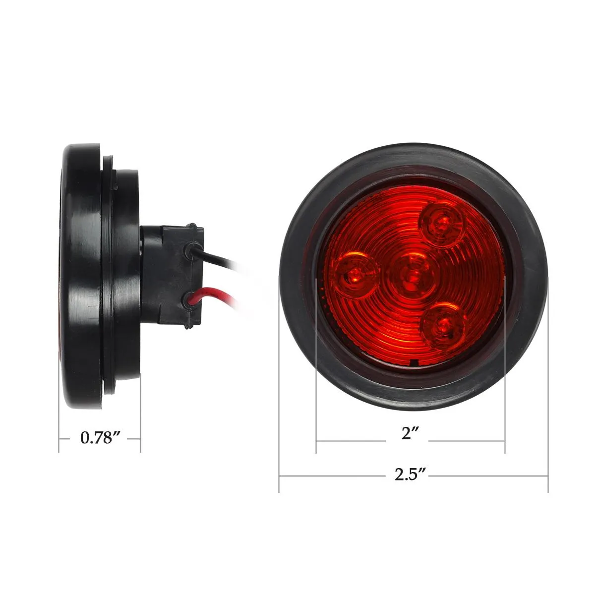 Partsam 2Pcs Steel Trailer RV Light Boxes Housing Kit w/ 6 Inch Oval Red Led Trailer Tail Lights 10LED and 2 Inch Red Round Led Side Marker Lights 4LED w/Grommets and Wire connectors