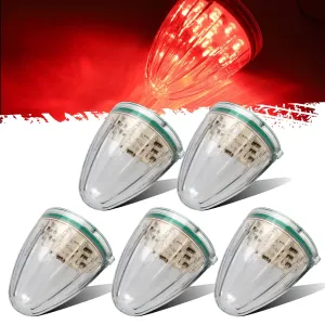 Partsam 5Pcs 17 LED Red Cab Top Roof Marker LED Runing Light Replacement For Kenworth Peterbilt Freightliner Mack Heavy Duty Trucks Waterproof Front Head Indicator Signal Light