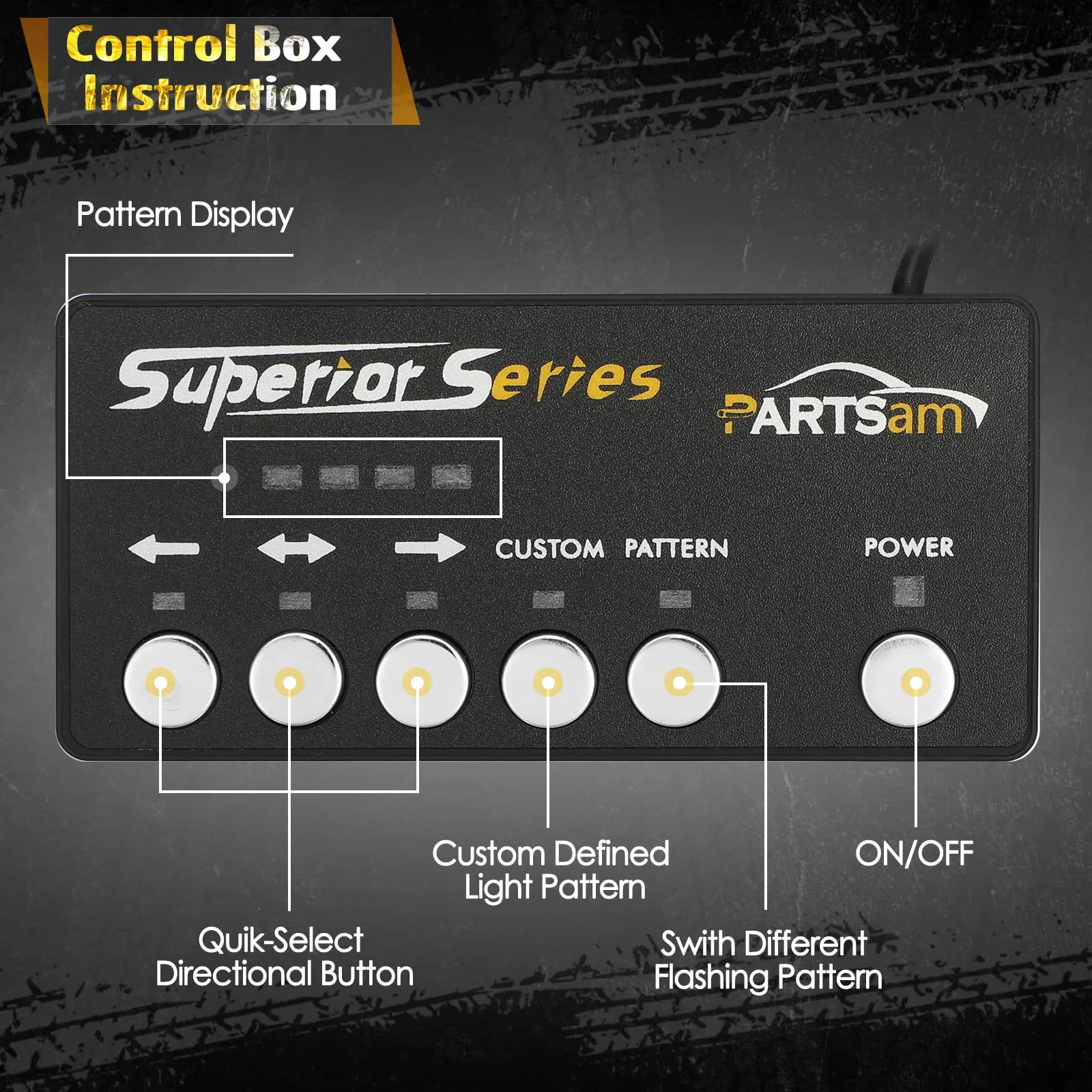 Partsam Amber White LED Hazard Warning Grille Safety Emergency Lights