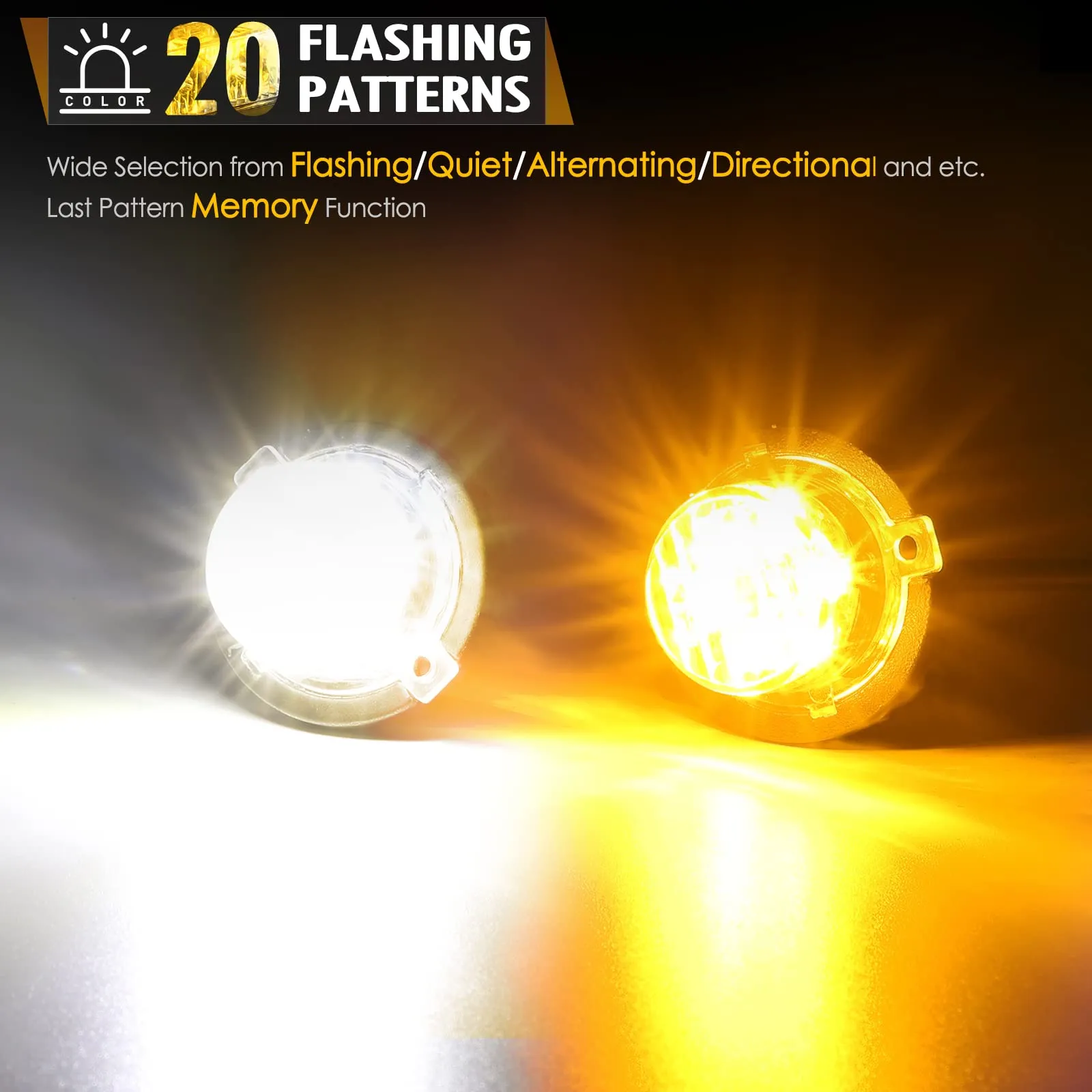 Partsam Amber White LED Hazard Warning Grille Safety Emergency Lights