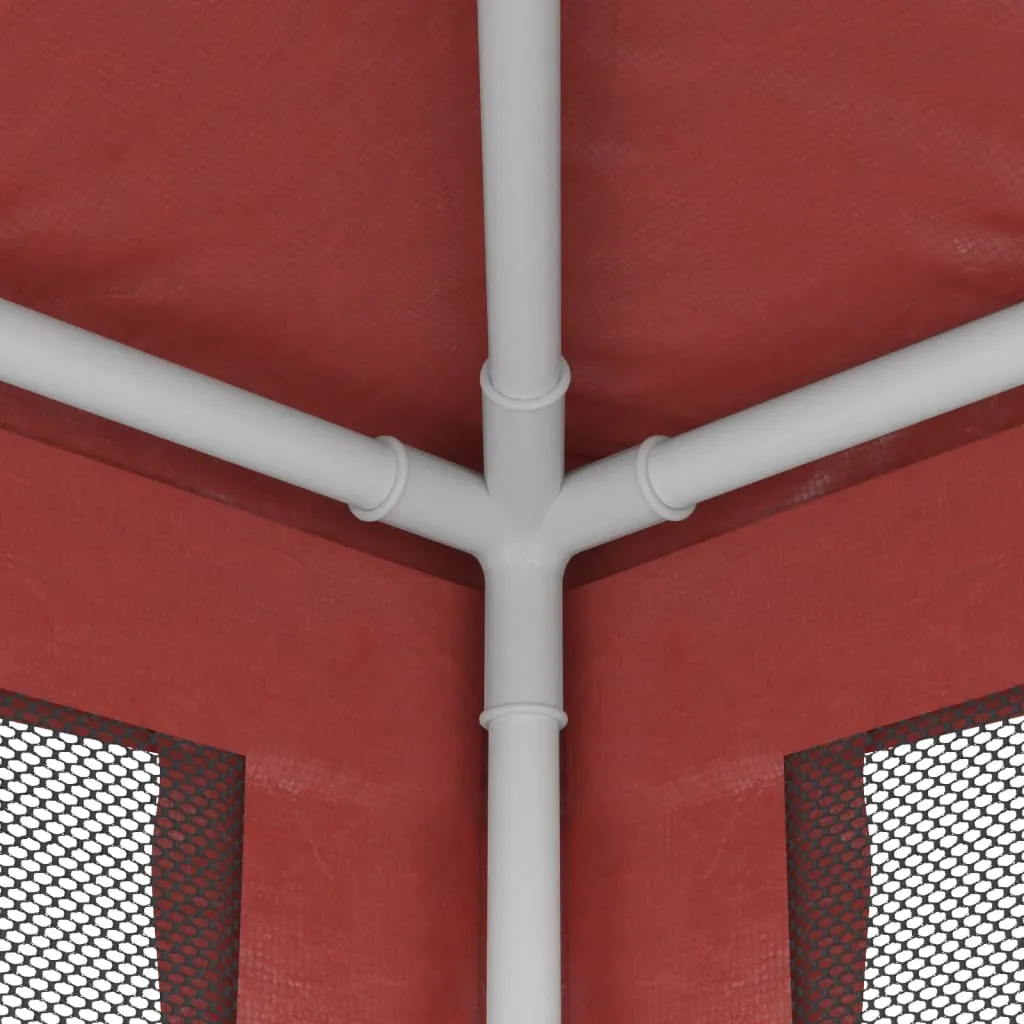 Party Tent with 10 Mesh Sidewalls Red 3x12 m HDPE