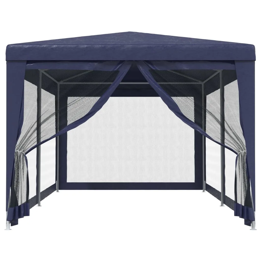 Party Tent with 6 Mesh Sidewalls Blue 3x6 m HDPE
