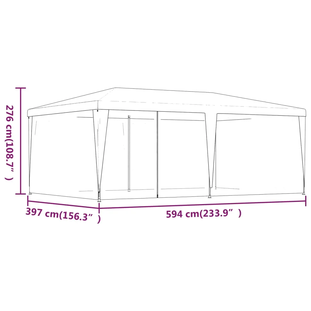 Party Tent with 6 Mesh Sidewalls Red 6x4 m HDPE