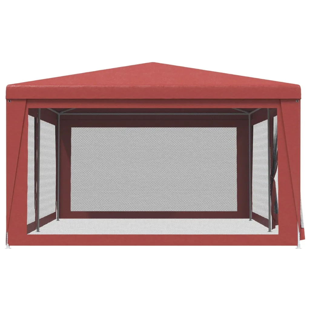 Party Tent with 6 Mesh Sidewalls Red 6x4 m HDPE