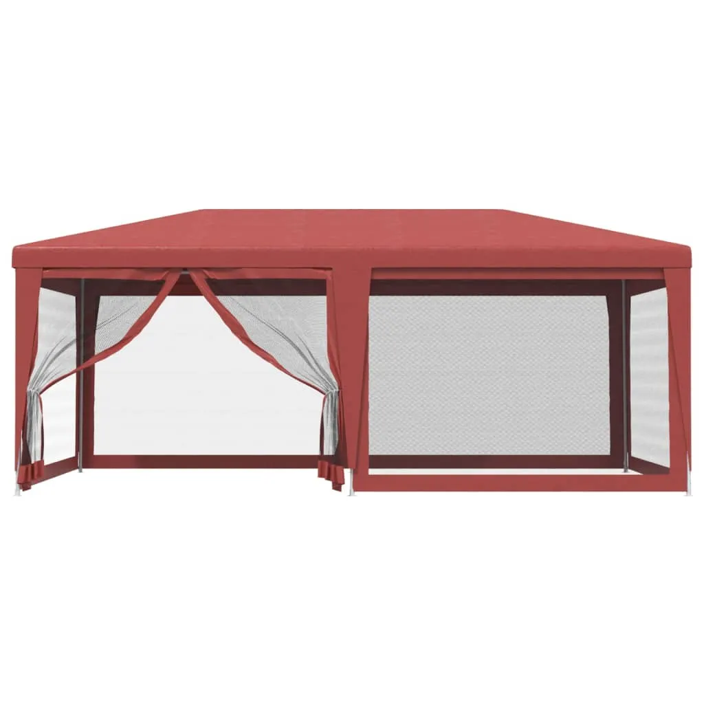Party Tent with 6 Mesh Sidewalls Red 6x4 m HDPE