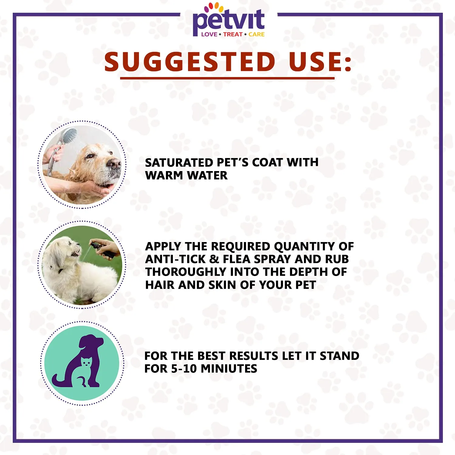 Petvit Tick Repellent Oil Spray with Coconut Oil, Tea Tree Oil, Eucalyptus Oil | Anti Tick Spray for All Breed Dogs & Cats –100 ml