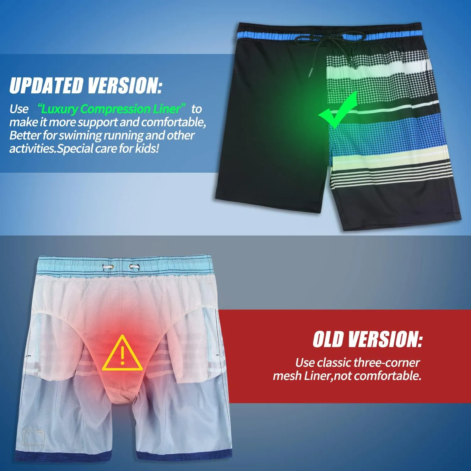 QRANSS Mens Swimming Trunks with Compression Liner 9'' Quick Dry Long Swim Shorts Swimwear Boardshorts with Boxer Brief Liner