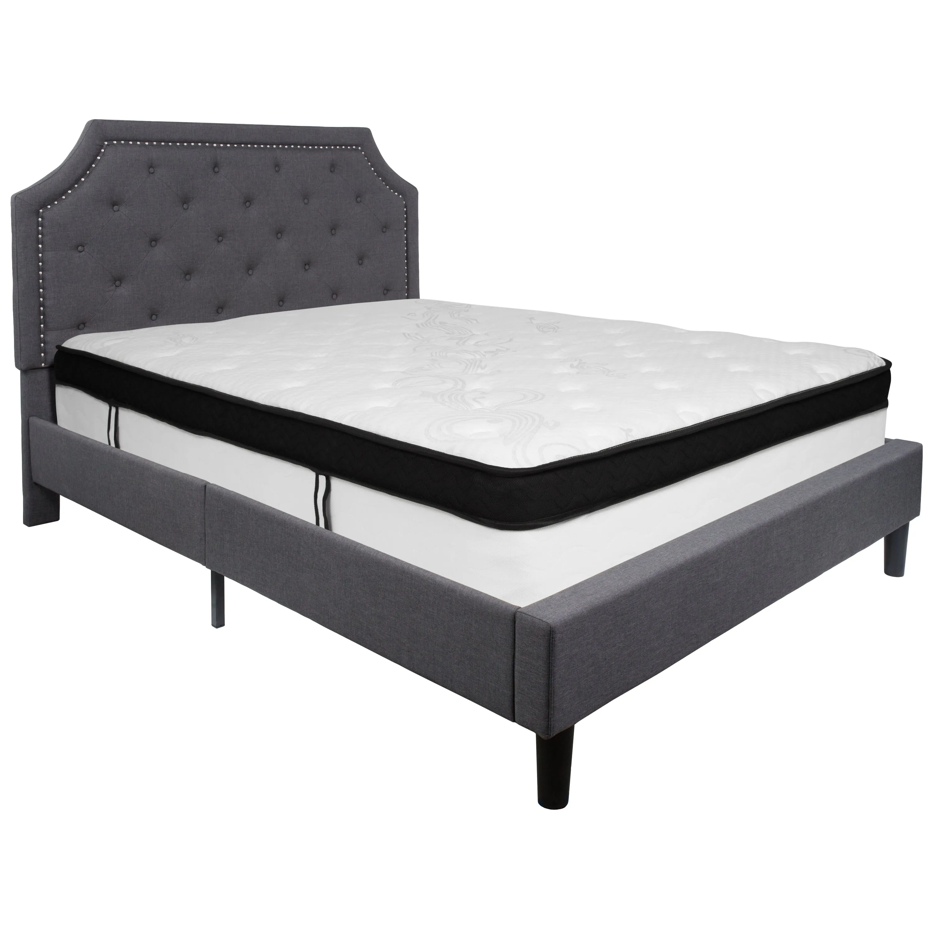 Queen Platform Bed Set-Gray SL-BMF-15-GG