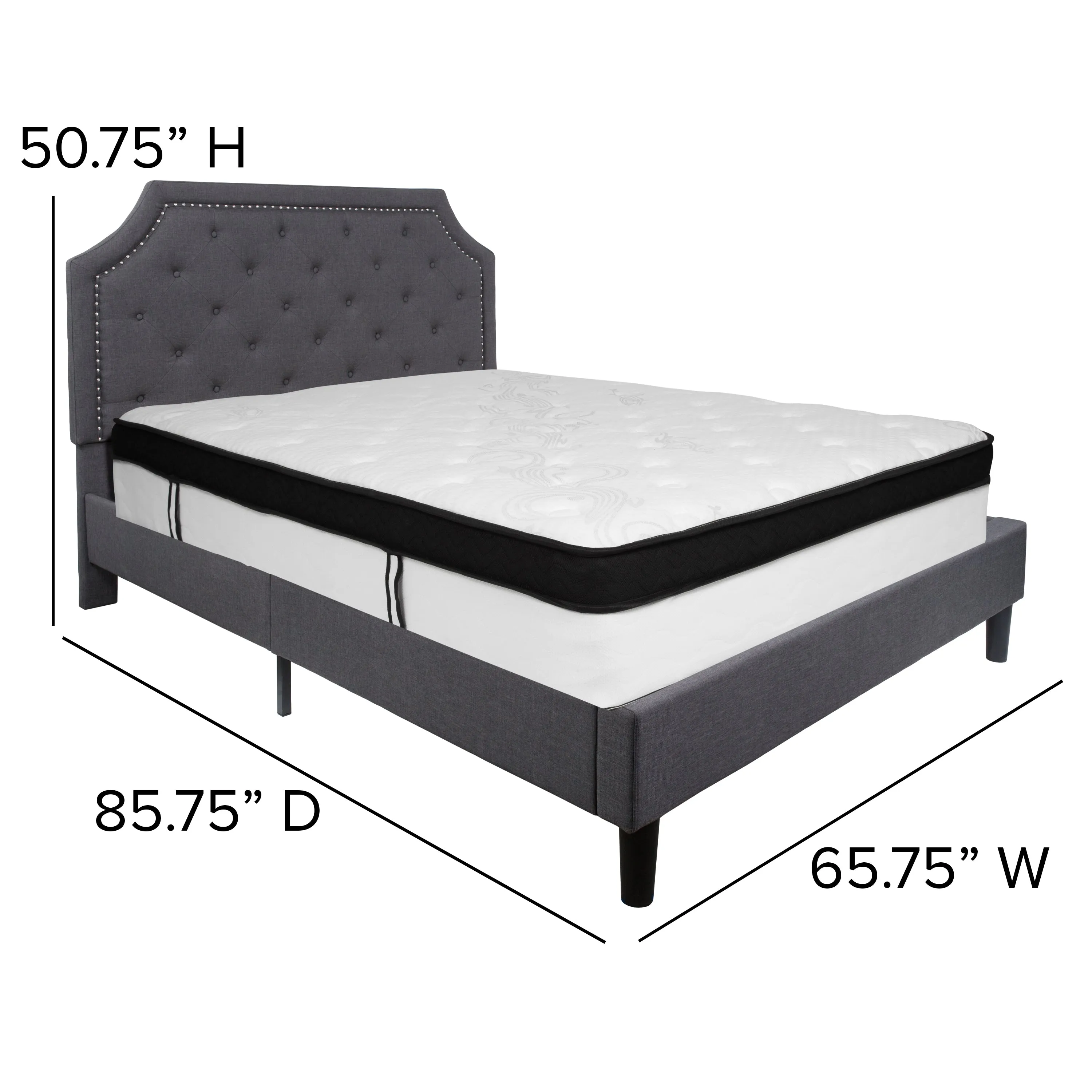 Queen Platform Bed Set-Gray SL-BMF-15-GG
