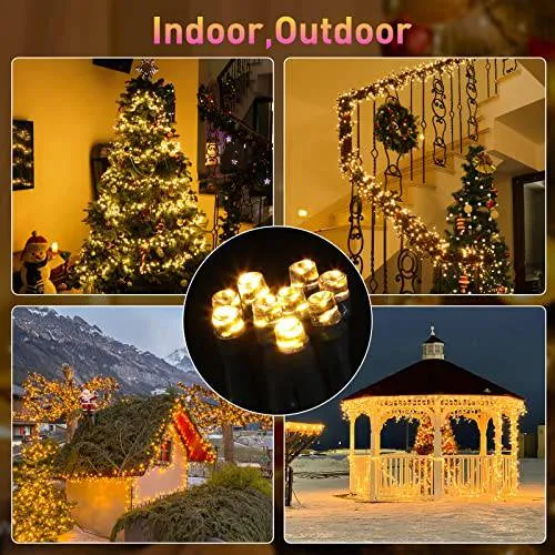Quntis 760 LED Christmas Tree Lights – 25FT Warm White Cluster Lights with 8 Modes & Memory Function for Holiday Decor