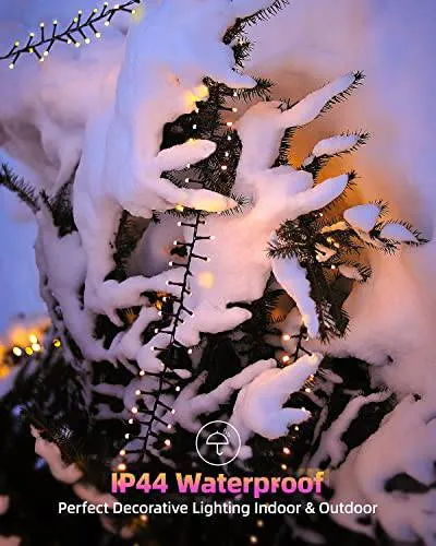 Quntis 760 LED Christmas Tree Lights – 25FT Warm White Cluster Lights with 8 Modes & Memory Function for Holiday Decor