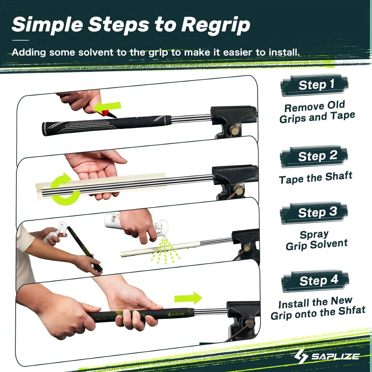 SAPLIZE Golf Grips Set of 13, Bundle with Tape or Full Regripping Kit, Jumbo / Mid / Standard / Undersize, Women / Men Anti-slip Rubber Golf Club Grips, CC01 Series