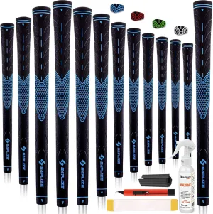 SAPLIZE Golf Grips Set of 13, Bundle with Tape or Full Regripping Kit, Jumbo / Mid / Standard / Undersize, Women / Men Anti-slip Rubber Golf Club Grips, CC01 Series