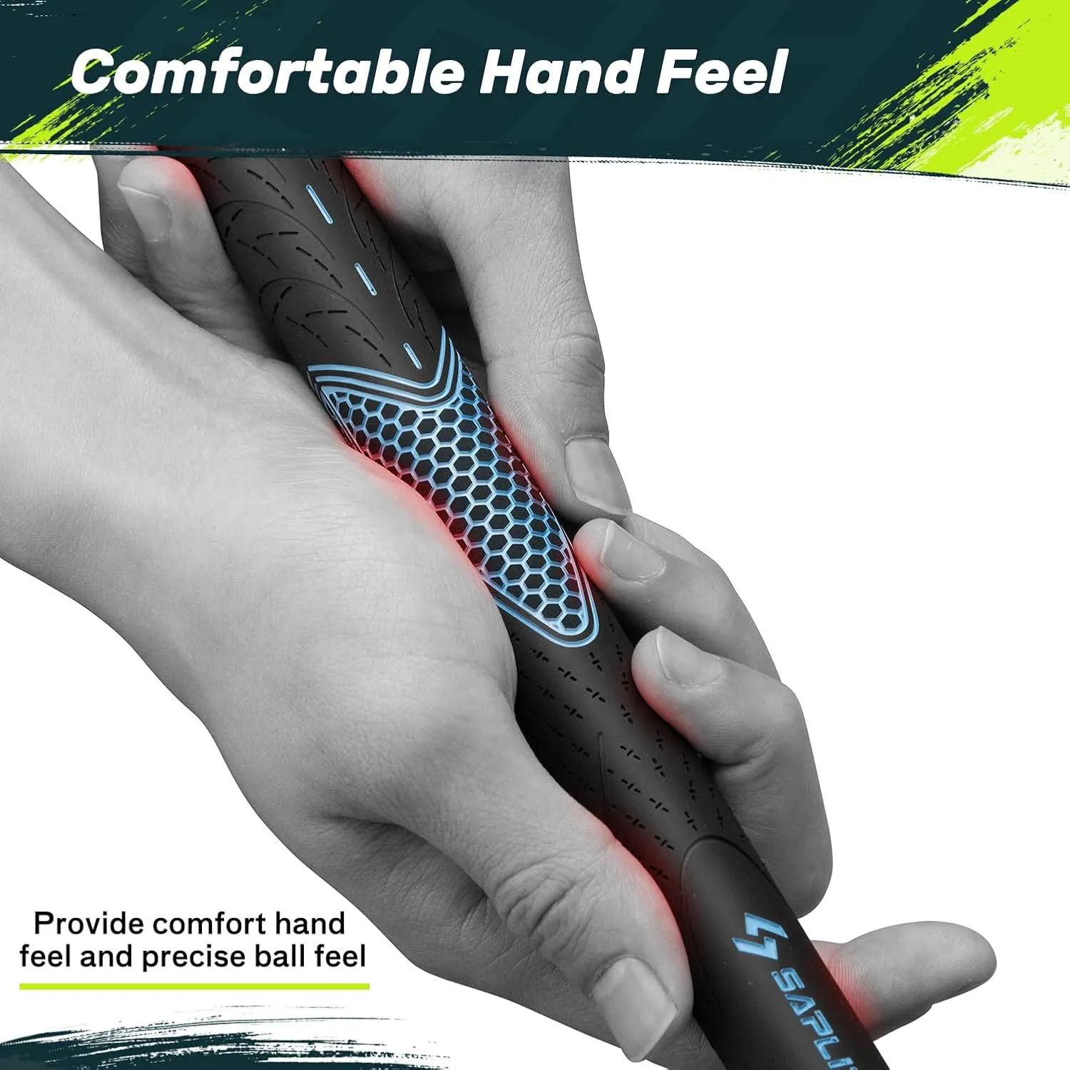 SAPLIZE Golf Grips Set of 13, Bundle with Tape or Full Regripping Kit, Jumbo / Mid / Standard / Undersize, Women / Men Anti-slip Rubber Golf Club Grips, CC01 Series