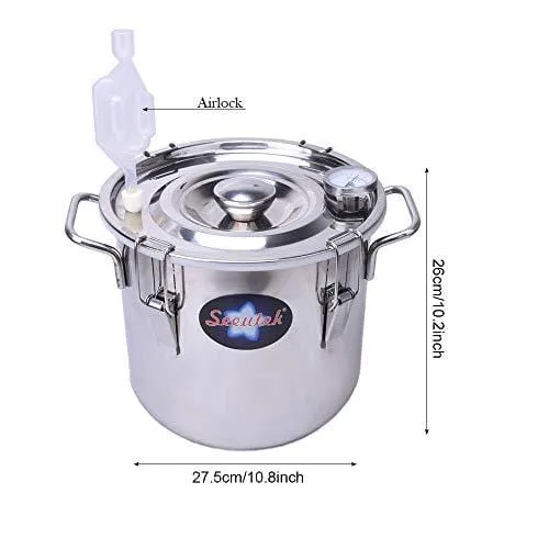 Seeutek Moonshine Still 3 Gal 12L Water Alcohol Distiller Spirits Kit Copper Tube Home Brew Wine Making Kit Oil Boiler Stainless Steel for DIY Whisky Brandy