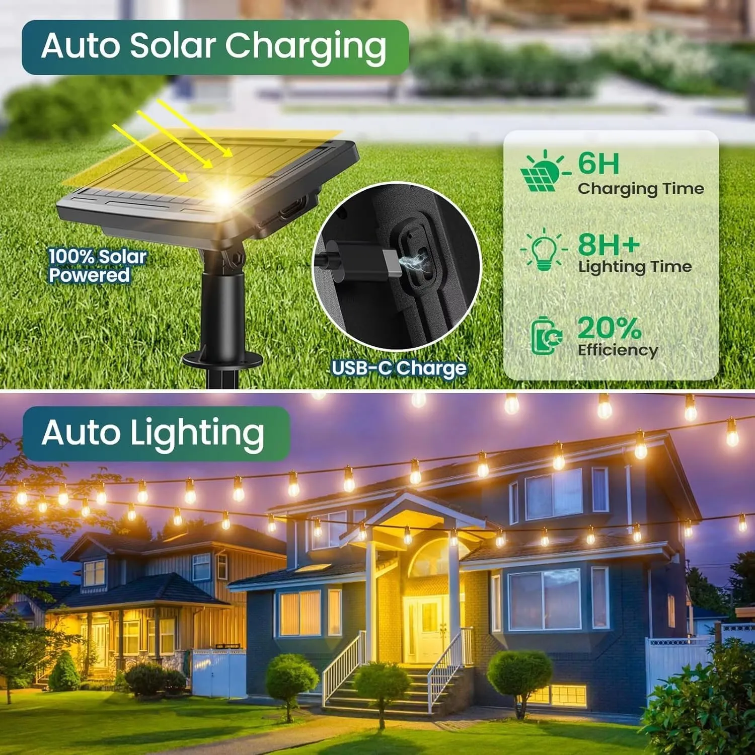 Solar Festoon Lights Outdoor, 57ft/17M S14 Dimmable Outdoor String Lights Solar Powered with Remote Control, IP65 Waterproof Outside Solar Lights with 4 Modes & Timer for Garden Patio Gazebo