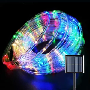 Solar Rope Lights Outdoor Lights, 8 Modes Clear Tube 200 LED Fairy String Lights 65.6FT