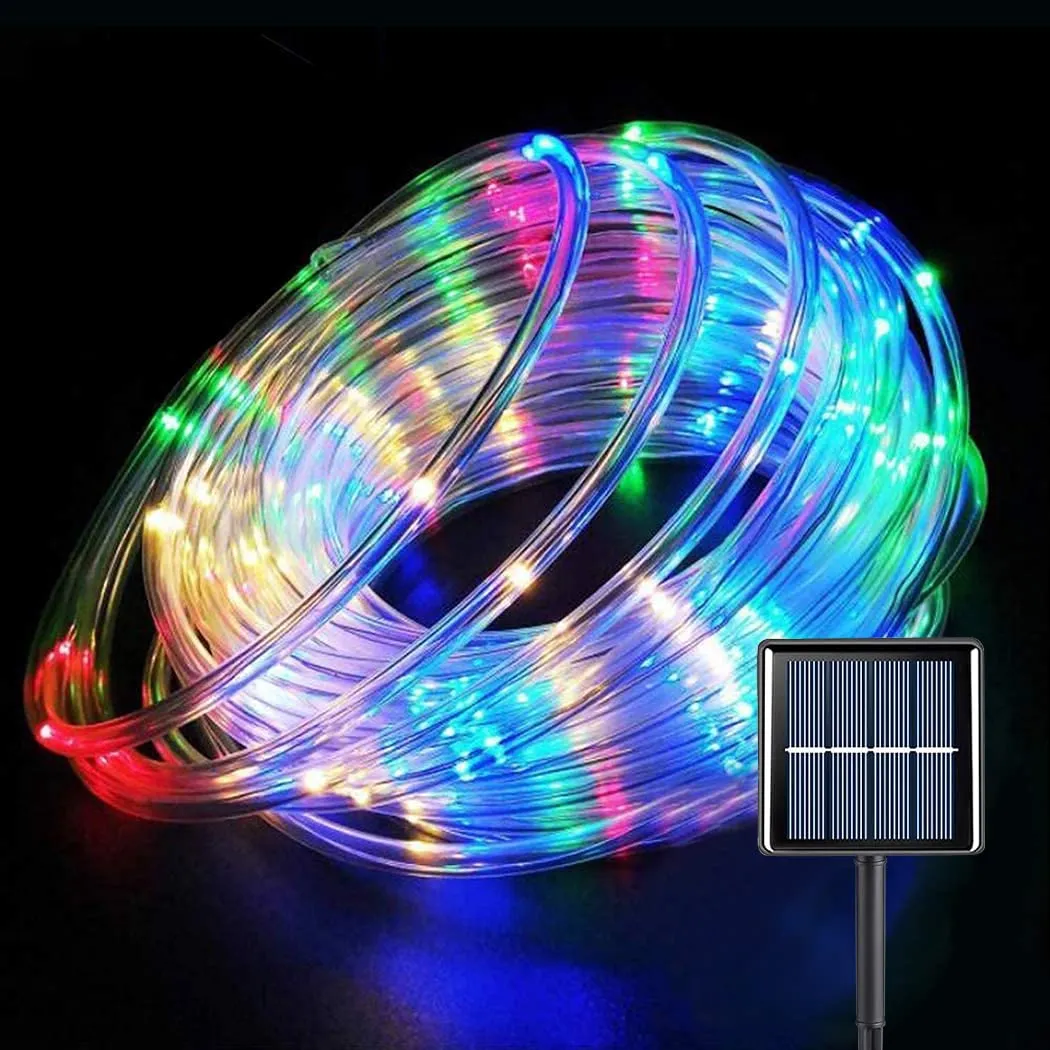 Solar Rope Lights Outdoor Lights, 8 Modes Clear Tube 200 LED Fairy String Lights 65.6FT