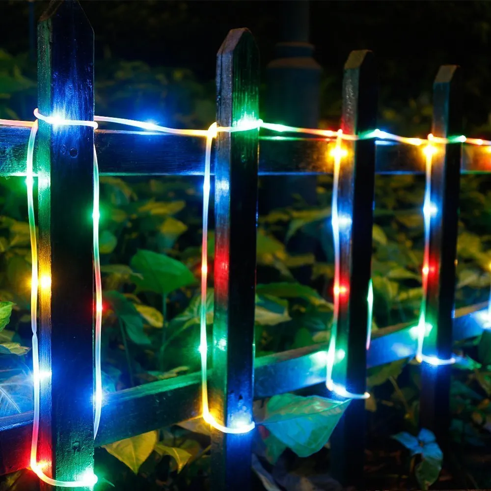 Solar Rope Lights Outdoor Lights, 8 Modes Clear Tube 200 LED Fairy String Lights 65.6FT