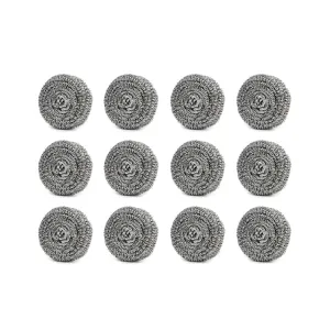 Sulfar Round Shape Stainless Steel Ball Scrubber (Pack of 12), Black (2388)