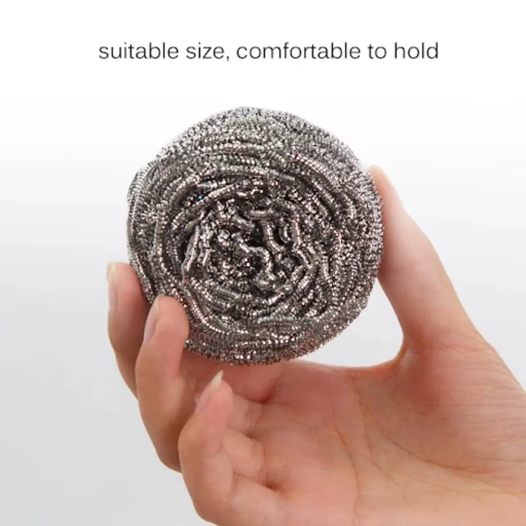 Sulfar Round Shape Stainless Steel Ball Scrubber (Pack of 12), Black (2388)