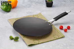 Sumeet Super Smooth Pre Seasoned Carbon Steel (Iron) Concave Tawa for Roti, Chapati, Paratha, Chila |Naturally Nonstick |22.5cm, Gas & Induction-Friendly, Black