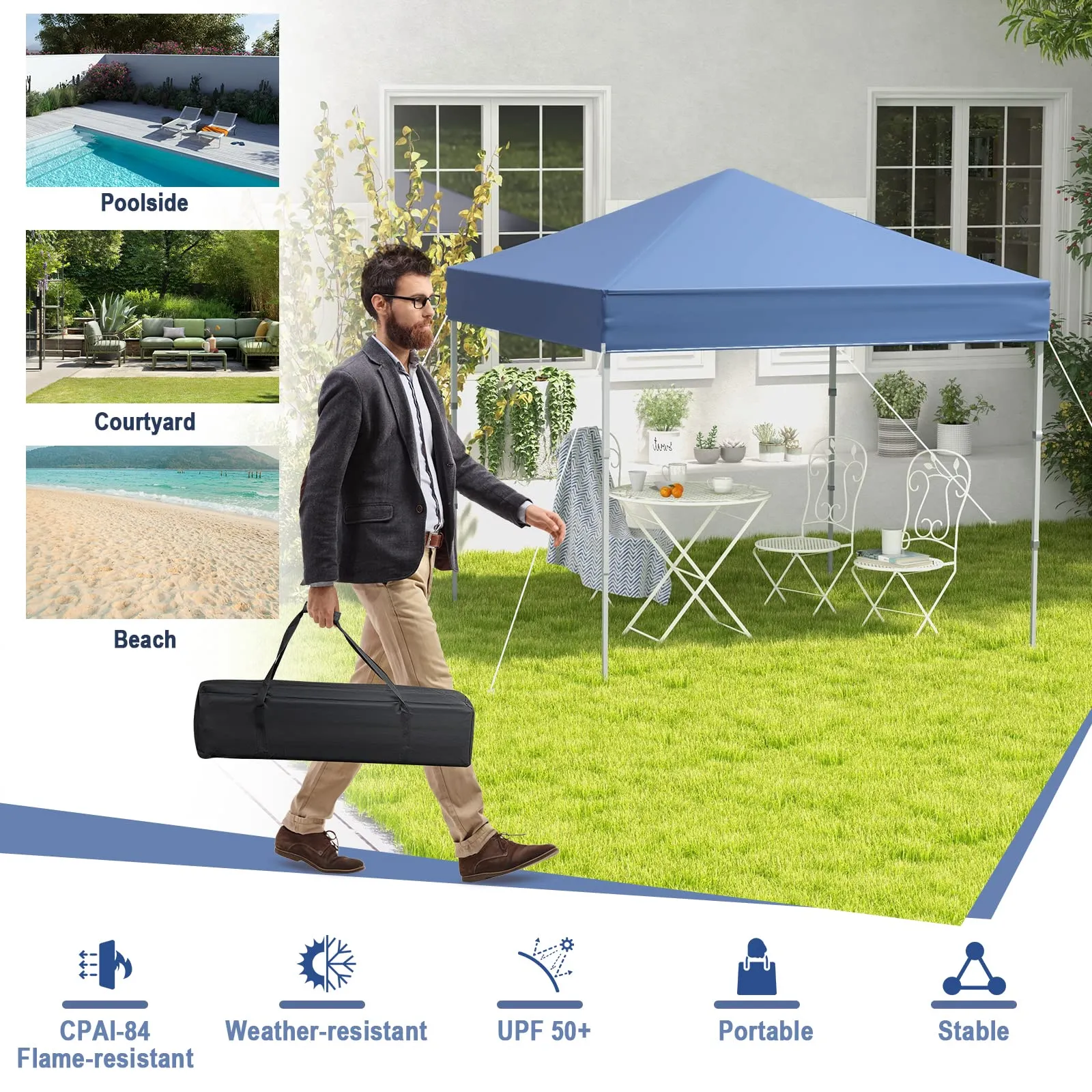 Tangkula 6.6 ft x 6.6 ft Outdoor Pop-up Instant Canopy Tent