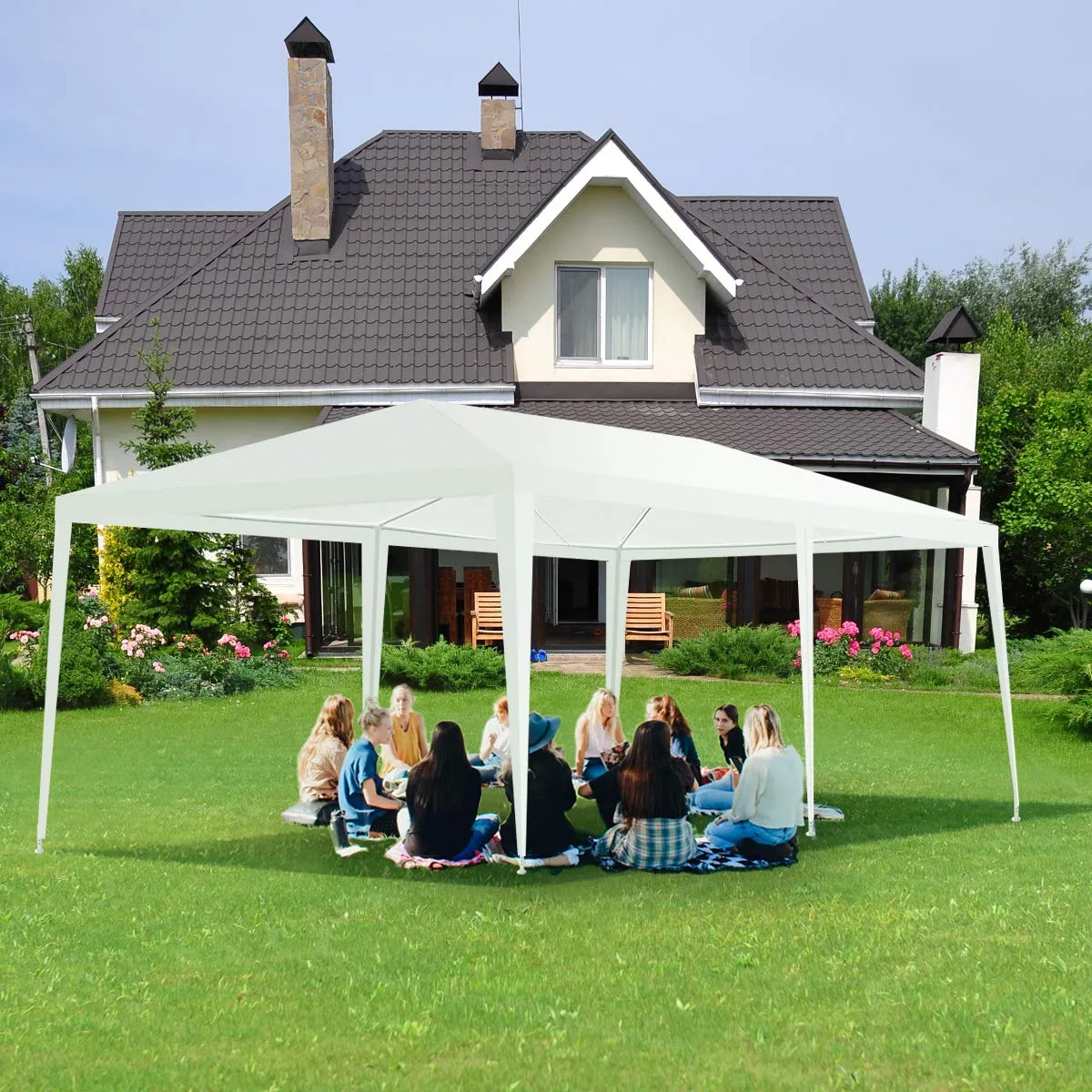TANGKULA Outdoor Tent 10x20, White Party Wedding Tent Canopy with Removable Sidewalls