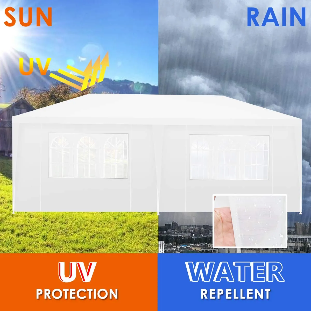 TANGKULA Outdoor Tent 10x20, White Party Wedding Tent Canopy with Removable Sidewalls