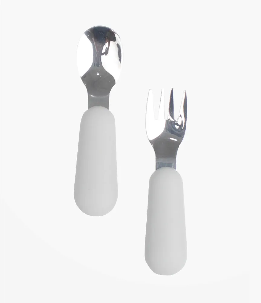 Toddler Silicone Feeding Set Plates, Cup & Cutlery - Grey