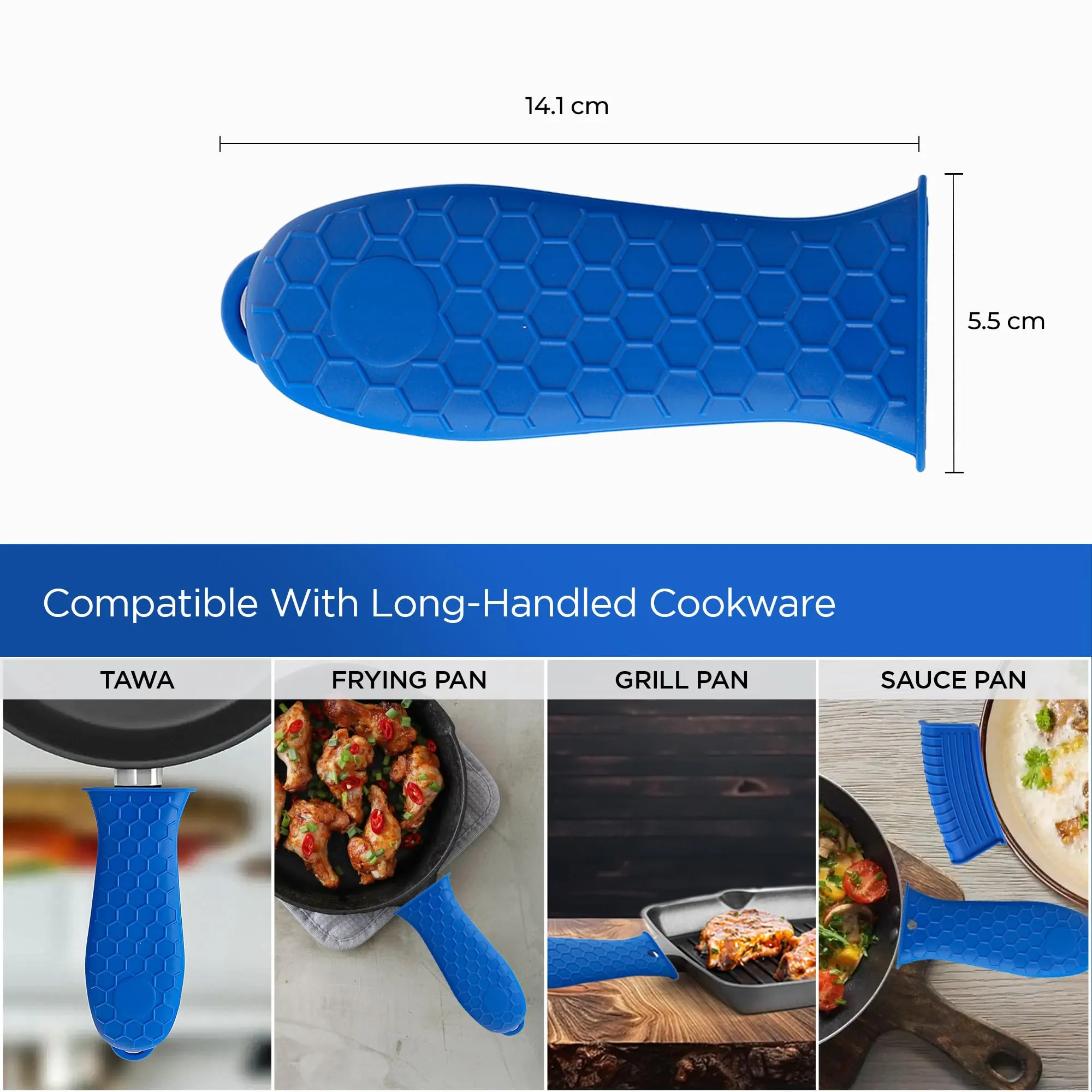 UMAI 2 Pieces Silicone Hot Handle Holders Set|2 Silicone Assists Set|Non-Slip|Heat Resistant|Silicone Pot Holder|Hot Utensils Holder | Kitchen Accessories Items (Sleeves (Black))