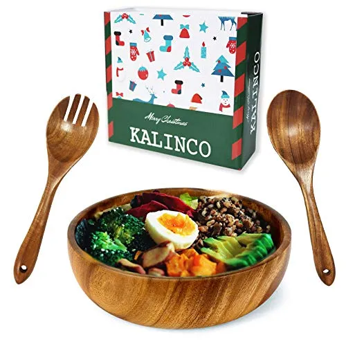 Wooden Salad Spoon and Fork Set for Kitchen - 6 Pairs