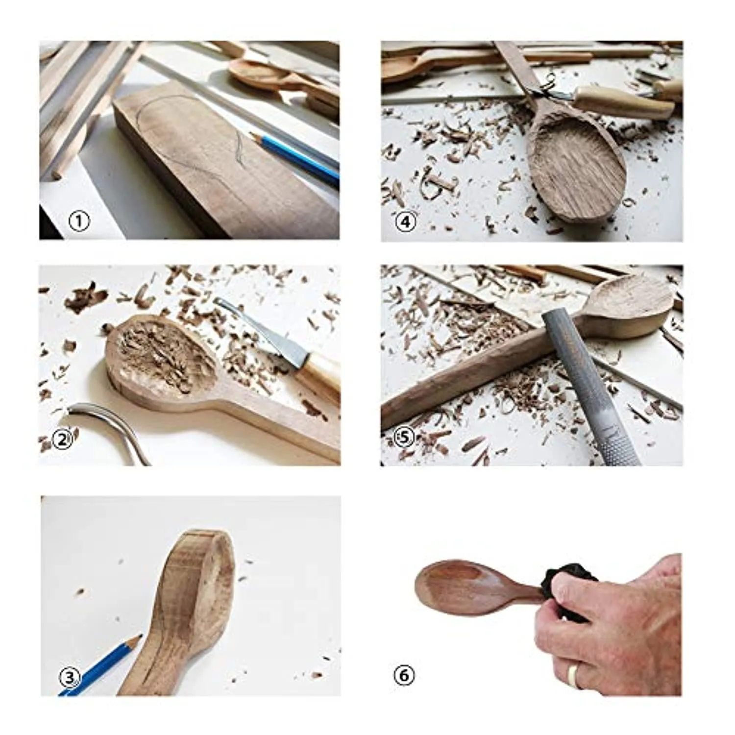 Wooden Salad Spoon and Fork Set for Kitchen - 6 Pairs