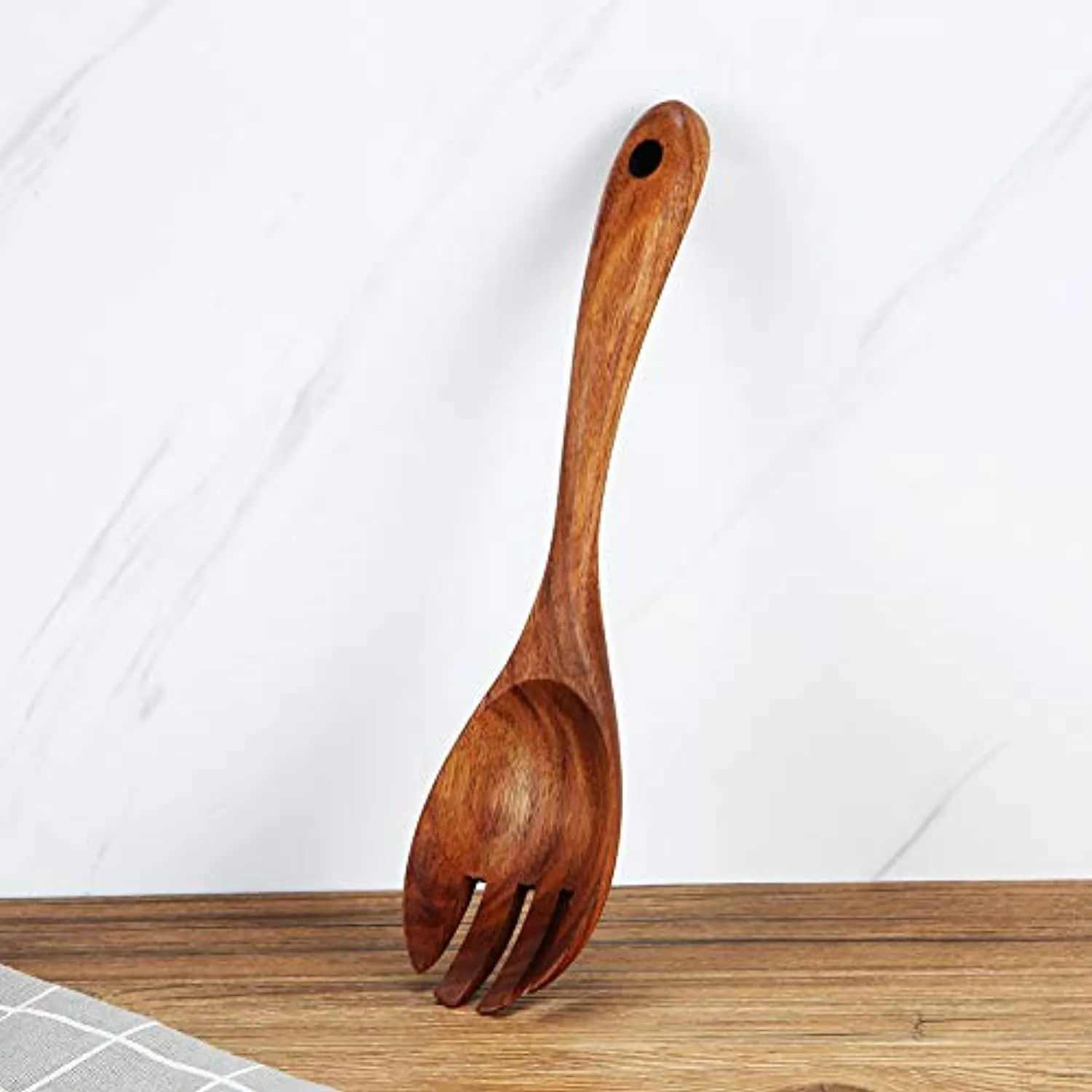 Wooden Salad Spoon and Fork Set for Kitchen - 6 Pairs