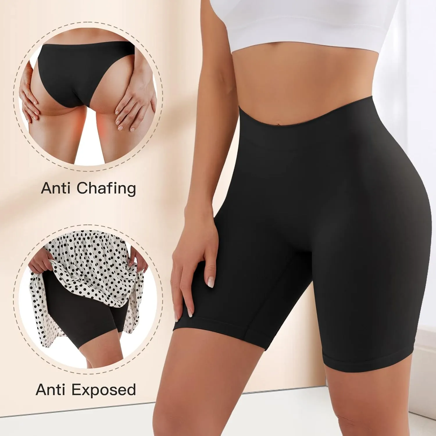 YADIFEN 3 Pack Slip Shorts for Under Dresses Seamless Anti Chafing Underwear Shaping Boyshort Smooth Panties for Women